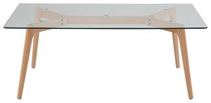 Nowoczesny stolik kawowy 120 x 60 cm szklany blat drewniane nogi Hudson Beliani