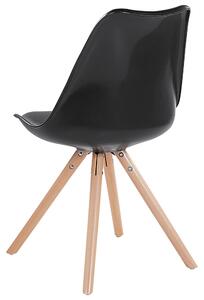 Krzesło do jadalni wyściełane siedzisko nóżki jasne drewno czarny połysk Dakota Beliani