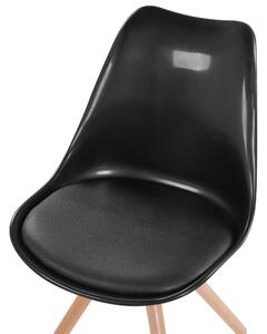Krzesło do jadalni wyściełane siedzisko nóżki jasne drewno czarny połysk Dakota Beliani