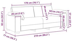 Sofa jasnoszary 219 x 77 x 82 cm tkanina