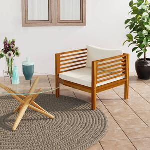 Krzesło ogrodowe z kremowymi poduszkami, lite drewno akacjowe