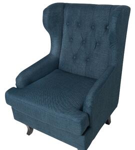 Fotel tapicerowany pikowany wysokie oparcie uszak retro design niebieski Alta Beliani