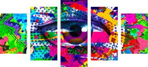 5-częściowy obraz ludzkie oko w stylu pop-art