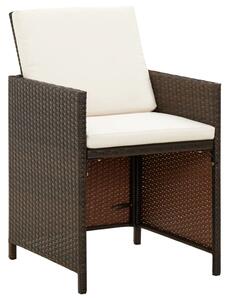 Krzesła ogrodowe z poduszkami, 4 szt., polirattan, brązowe
