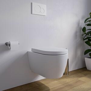 Toaleta wisząca bezkołnierzowa NT2038 - deska wolnoopadająca Soft-Close - wersja krótka - Biały połysk