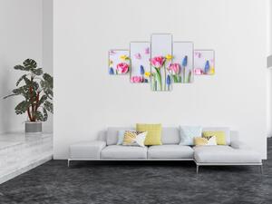 Obraz wiosennych kwiatów (125x70 cm)