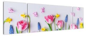 Obraz wiosennych kwiatów (170x50 cm)