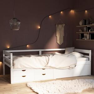 Rama łóżka z szufladami i szafką, biała, sosna, 90x200 cm