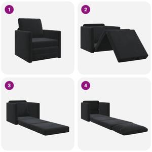 Sofa bed czarny 74 x 77 x 81 cm aksamit