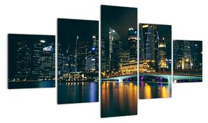 Obraz Singapuru nocą (125x70 cm)