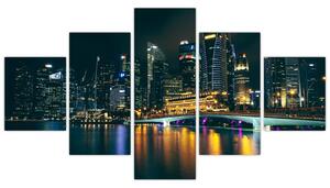 Obraz Singapuru nocą (125x70 cm)