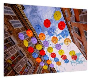 Obraz kolorowych parasoli (70x50 cm)