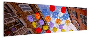 Obraz kolorowych parasoli (170x50 cm)