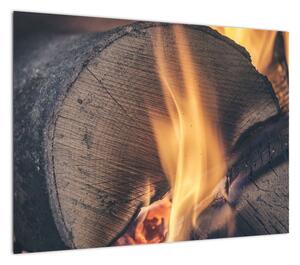 Obraz płonącego drewna (70x50 cm)