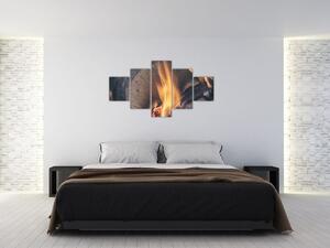 Obraz płonącego drewna (125x70 cm)