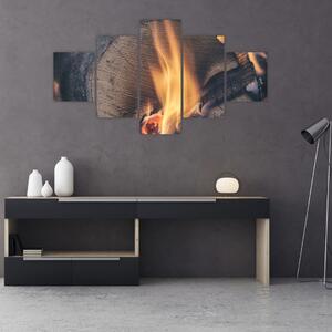 Obraz płonącego drewna (125x70 cm)