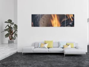 Obraz płonącego drewna (170x50 cm)