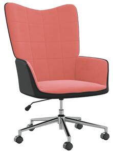 Fotel, różowy, aksamit i PVC