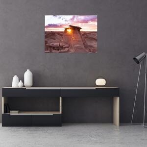 Obraz - zachód słońca na pustyni (70x50 cm)