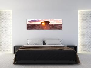 Obraz - zachód słońca na pustyni (170x50 cm)