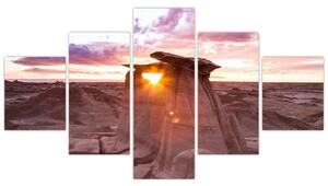 Obraz - zachód słońca na pustyni (125x70 cm)
