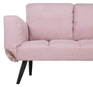 Sofa pikowana rozkładana opuszczane podłokietniki funkcja spania różowa Brekke Beliani