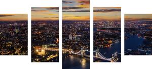 5-częściowy obraz widok z lotu ptaka na Tower Bridge