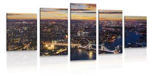 5-częściowy obraz widok z lotu ptaka na Tower Bridge