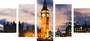 5-częściowy obraz nocny Big Ben w Londynie