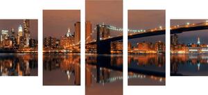 5-częściowy obraz odbicie Manhattanu w wodzie