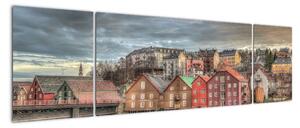 Obraz - domy nad rzeką (170x50 cm)