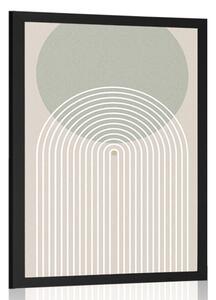 Plakat khaki krąg z tęczą Mid-Century