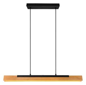 Lampa wisząca LED w kolorze matowej czerni z drewnianym kloszem Kerala – Trio