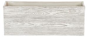 Nowoczesna doniczka ogrodowa prostokątna 42x13x15 cm efekt drewna biała Paos Beliani