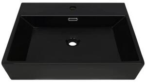 Umywalka z ceramiki z otworem na kran 60,5x42,5x14,5 cm, czarna