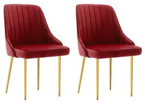 Krzesła stołowe, 2 szt., winna czerwień, aksamitne