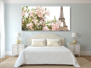 Obraz Wieża Eiffla i różowe kwiaty