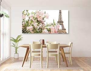 Obraz Wieża Eiffla i różowe kwiaty