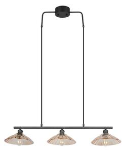 Czarno-bursztynowa metalowa lampa wisząca ze szklanym kloszem Eluna – Reality