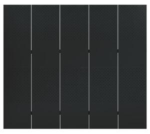 Parawan 5-panelowy, czarny, 200 x 180 cm, stalowy