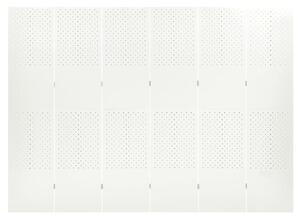 Parawan 6-panelowy, biały, 240 x 180 cm, stalowy