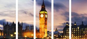 5-częściowy obraz nocny Big Ben w Londynie