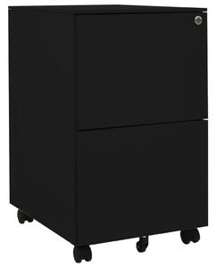 Mobilna szafka kartotekowa, czarna, 39x45x67 cm, stalowa