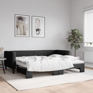 Sofa rozsuwana, czarna, 90x200 cm, tkanina