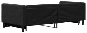 Sofa rozsuwana, czarna, 90x200 cm, tkanina