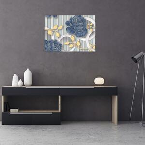 Obraz - róże i koła (70x50 cm)