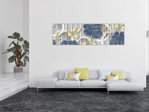 Obraz - róże i koła (170x50 cm)