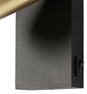 Kinkiet / Lampa scienna czarny ze złotem regulowany z włącznikiem - Jeana Luxe Oswietlenie wewnetrzne