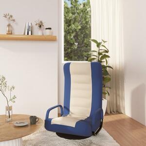 Obrotowe krzesło podłogowe, niebiesko-kremowe, obite tkaniną