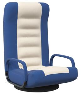 Obrotowe krzesło podłogowe, niebiesko-kremowe, obite tkaniną